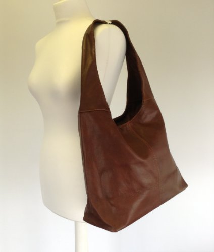 Chestnut Brown Soft Italian Leather Handbag, Shoulder Bag or Slouch Bag