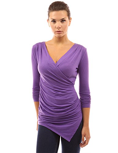 PattyBoutik Women's V Neck Crossover Side Ruched Top