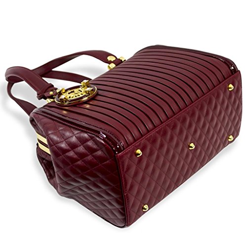 Valentino Orlandi Designer Jeweled Burgundy Leather Top Handle Bag
