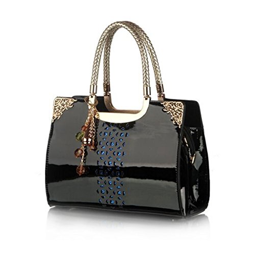 kingCore Patent Leather with Handbags Hand Hollow for Shoulder ...