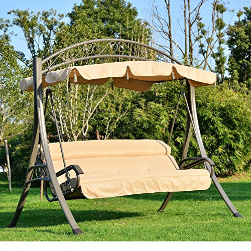 Outsunny Garden Patio Metal Swing Chair 3 Seater Swinging 