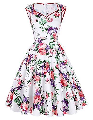 GRACE KARIN® Women Sleeveless Cotton Floral Printed Vintage Dresses CL7600