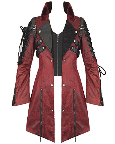 Punk Rave Poison Jacket Mens Red Black Faux Leather Goth Steampunk ...