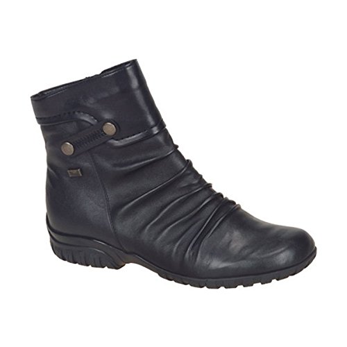 Rieker Leather BOTTLEBRUSH Black Ankle Boots