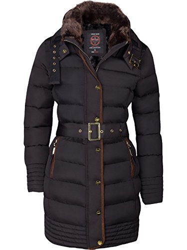 Women's Winter Down Lined Parka Coat Jacket Fur Collar Hooded Quilted ...