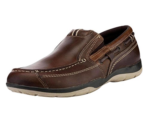 Red Tape Men's Dervock Leather Casual Slip On Boat Shoes Tan