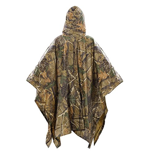 Viway Multifunction Military Camouflage Rain Poncho Packable ...