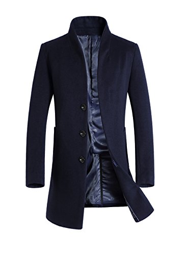sulandy@men's Wool Overcoat Jacket Stand collar Trench Coat Teenager's ...