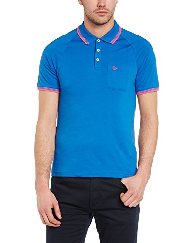 Original Penguin Men's Solid with Pink Tipping Short Sleeve Polo Shirt