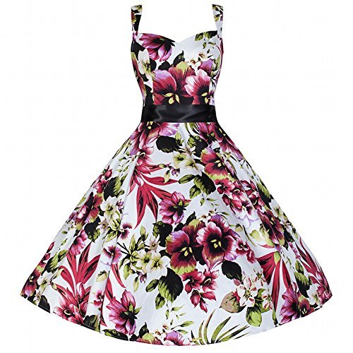 Pretty Kitty Fashion 50s Floral Print Cotton Strap 50s Dress