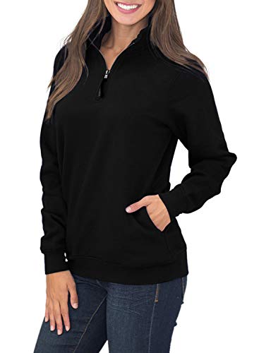Asvivid Women Casual Oversized Pocket Style Quarter Zip Sweatshirt ...