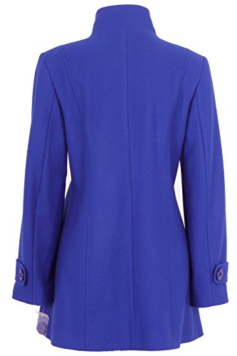 Busy Clothing Womens Royal Blue High Neck Wool Blend Coat
