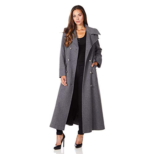 De La Creme Womens Wool And Cashmere Blend Double Breasted Maxi Coat
