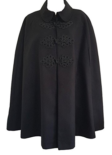 Evans Women's Plus Size Black Embroidered Cape Coat