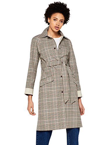 FIND Women's Check Trench Coat with Solid Back