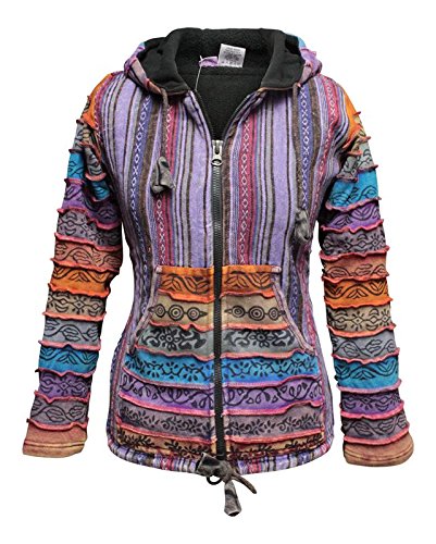 SHOPOHOLIC FASHION Rainbow Sleeved Fleece Lined Women Hippie Jacket ...