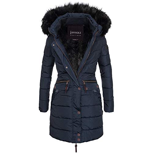 Spindle Women's Designer Warm Winter Parka Quilted Hooded Long Coat ...