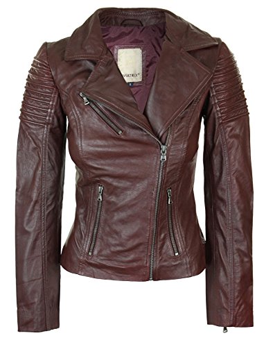 Womens Vintage Slim Fitted Soft Real Leather Ladies Biker Jacket