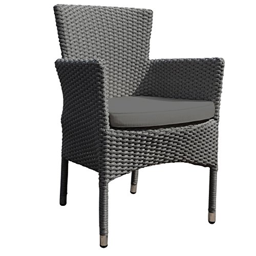 LeisureBench Oasis Rattan Garden Chair with Dark Grey ...