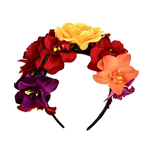 BESTOYARD Bohemia Floral Headband Rose Flower Crown Mexican Headpiece ...