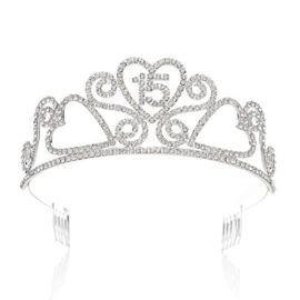 SWEETV Birthday Tiara Headband Rhinestone Princess Crown Party ...