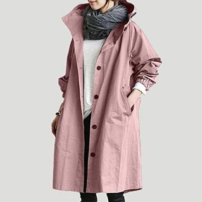 AMhomely Women Coats and Jackets Sale Clearance,Ladies Rain Jacket Lightweight Raincoat Waterproof Long Sleeve Windbreaker Climbing Outdoor Hooded Trench Coats for Winter Cold Weather UK Size S-5XL - Image 3
