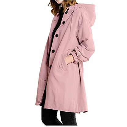 AMhomely Women Coats and Jackets Sale Clearance,Ladies Rain Jacket Lightweight Raincoat Waterproof Long Sleeve Windbreaker Climbing Outdoor Hooded Trench Coats for Winter Cold Weather UK Size S-5XL - Image 2