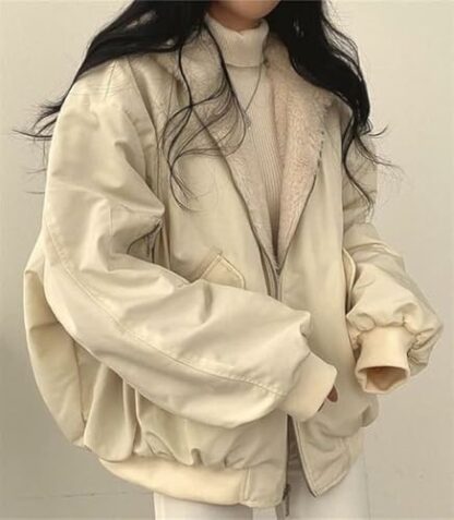 ASKSA Womens Winter Jackets Loose Reversible Parka with Hood Warm Fleece Winter Coat Outdoor Jacket - Image 3