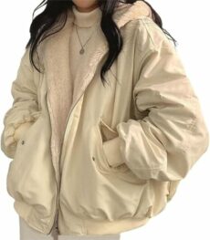 ASKSA Womens Winter Jackets Loose Reversible Parka with Hood Warm Fleece Winter Coat Outdoor Jacket