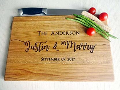 Algis Crafts | Personalized Handmade Cutting Board | Laser Engraved Chopping Board | Personalised Wedding Gifts | Anniversary Gifts for Couple | New Home Gifts - Image 4