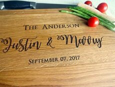 Algis Crafts | Personalized Handmade Cutting Board | Laser Engraved Chopping Board | Personalised Wedding Gifts | Anniversary Gifts for Couple | New Home Gifts