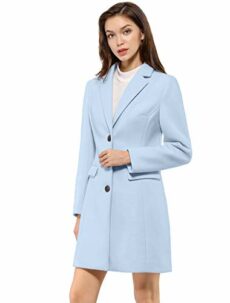 Allegra K Women's Notched Lapel Single Breasted Outwear Winter Coat Blue S