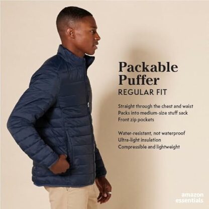 Amazon Essentials Men's Packable Lightweight Water-Resistant Puffer Jacket (Available in Big & Tall) - Image 3