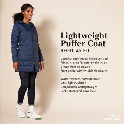 Amazon Essentials Women's Lightweight Water-Resistant Hooded Puffer Coat (Available in Plus Sizes) 3 Amazon Essentials Women's Lightweight Water-Resistant Hooded Puffer Coat (Available in Plus Sizes) - Image 3