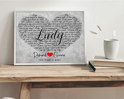 Any Song in a heart First Dance Wedding, Anniversary, Engagement, Valentine's Day Gift, Framed or Unframed Lyrics Print, Gifts for her gifts for him 4 Any Song in a heart First Dance Wedding, Anniversary, Engagement, Valentine's Day Gift, Framed or Unframed Lyrics Print, Gifts for her gifts for him - Image 4