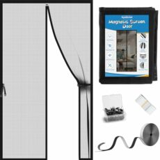 Aystkniet Improved Fly Screen Balcony Door, No Drilling, 50% Increase in Magnetic Force, Magnetic Insect Protection Door, Curtain for Cellar Door, Balcony Door, Living Room, Sliding Door, Patio Door