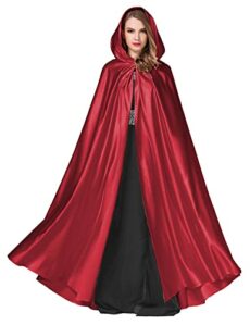 BAEAUTEICATE Wedding Cloak Cape with Hood Long Satin Poncho for Women Bride Maxi Unisex Medieval Coat Halloween Christmas Coaplay Costume Full Length
