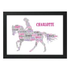 Beecreative Personalised Horse Gifts for Her, Daughter, Granddaughter, Friends, She - Horse Riding Equestrian Gifts for Girls - Horse Birthday Christmas Gifts for Her - Girls Bedroom Wall Art Print
