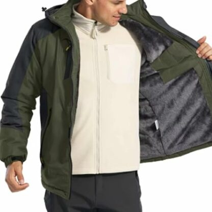 Blu Apparel Men's Waterproof Faux Fur Lined Coat Warm Winter Jacket Outdoor Mountain Hiking Jackets for Men Windproof 4 Blu Apparel Men's Waterproof Faux Fur Lined Coat Warm Winter Jacket Outdoor Mountain Hiking Jackets for Men Windproof - Image 4
