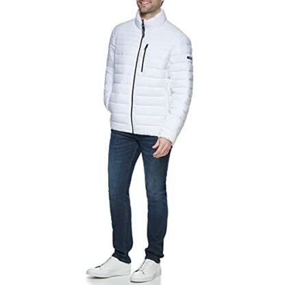 Calvin Klein Men's Full Zip Down Puffer Coat Jacket, White, L - Image 3