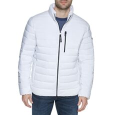 Calvin Klein Men's Full Zip Down Puffer Coat Jacket, White, L