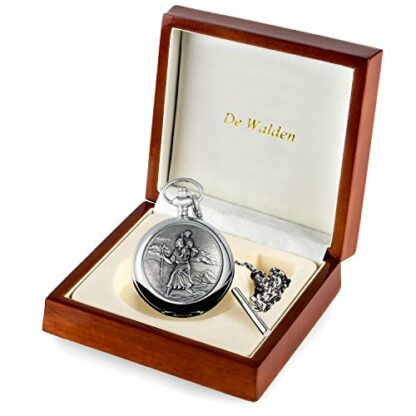 De Walden Boys Christening Gift Engraved St Christopher Pocket Watch Wood Box MP 4 De Walden Boys Christening Gift Engraved St Christopher Pocket Watch Wood Box MP - Image 4