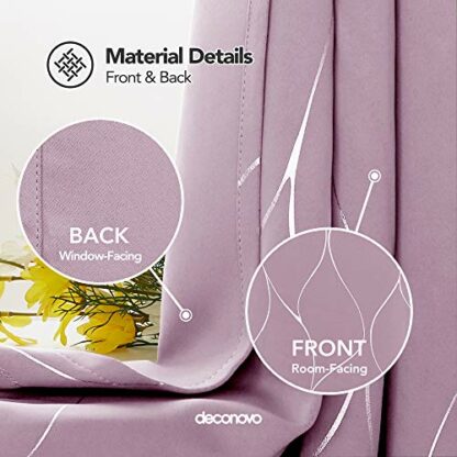 Deconovo Blackout Curtains Silver Wave Line Foil Printed Curtains Thermal Insulated Eyelet Curtains - Image 4