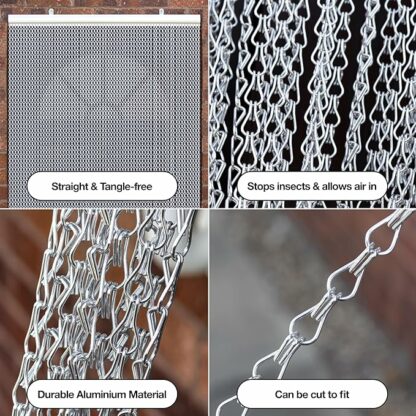 Vermatik 89x210cm Aluminium Chain Fly Screen for Doors - Keep Out Insects - Image 2
