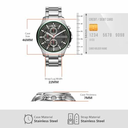 Emporio Armani Men's Hampton Watch, Silver / Steel, One size - Image 4