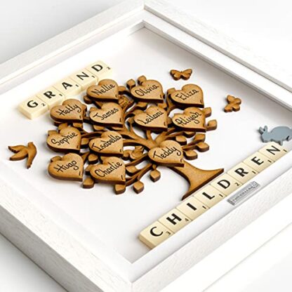 Gift for Grandparents. Family Tree Personalised Grandchildren frame. Framed Grand Children Family Tree. Christmas Present Gift for Grandparents. Grandchildren family tree 3d wall-art 2 Gift for Grandparents. Family Tree Personalised Grandchildren frame. Framed Grand Children Family Tree. Christmas Present Gift for Grandparents. Grandchildren family tree 3d wall-art - Image 2