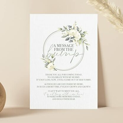 Green Botanical Baby Shower Table Sign - A Message From Bump Poem - A4 3 Green Botanical Baby Shower Table Sign - A Message From Bump Poem - A4 - Image 3