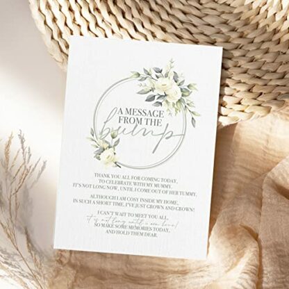 Green Botanical Baby Shower Table Sign - A Message From Bump Poem - A4 4 Green Botanical Baby Shower Table Sign - A Message From Bump Poem - A4 - Image 4