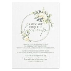 Green Botanical Baby Shower Table Sign - A Message From Bump Poem - A4