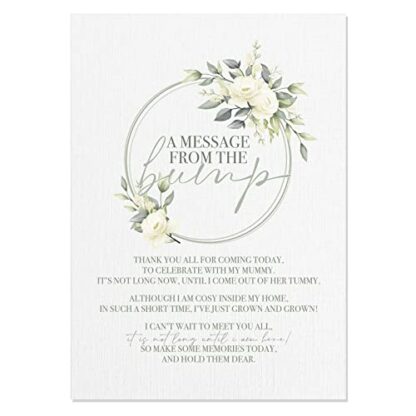 Green Botanical Baby Shower Table Sign - A Message From Bump Poem - A4 2 Green Botanical Baby Shower Table Sign - A Message From Bump Poem - A4 - Image 2